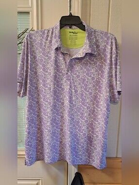 Mens BirdieBound Golf Polo Shirts Lavender FLORAL & Pastel Sz 2XL Performance